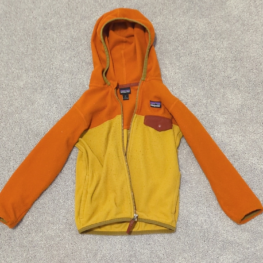 Patagonia Two-Tone Hooded Jacket in Orange and Yellow